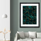 Dark Teal Ink Copper Gold Geometric Glam #1 #geo #decor #art by Anita & Bella Jantz on GIANT ART - green digital painting