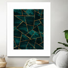 Dark Teal Ink Copper Gold Geometric Glam #1 #geo #decor #art by Anita & Bella Jantz on GIANT ART - green digital painting