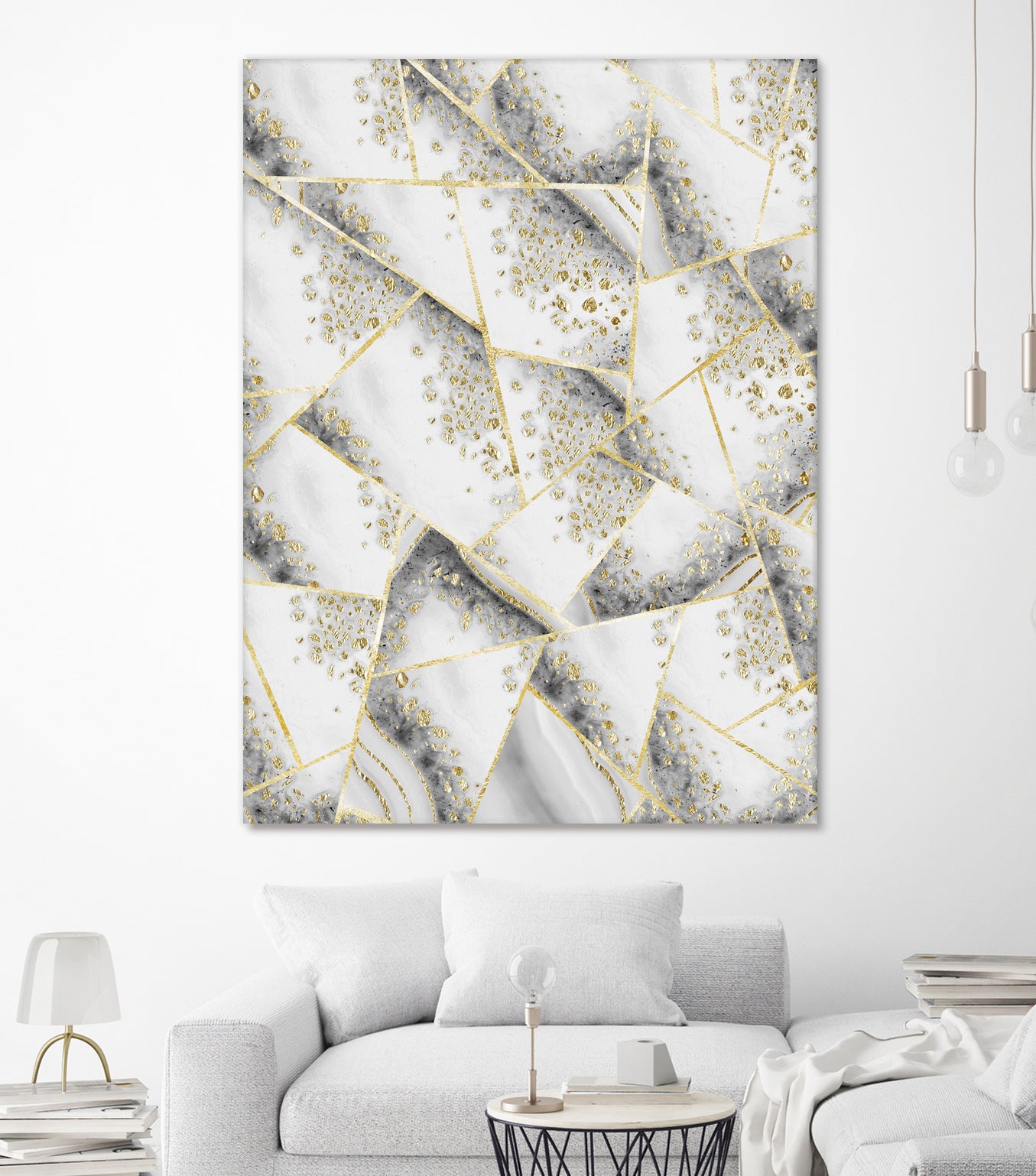 White Agate Gold Geometric Glam #1 #geo #gem #decor #art by Anita & Bella Jantz on GIANT ART - gray vector illustration