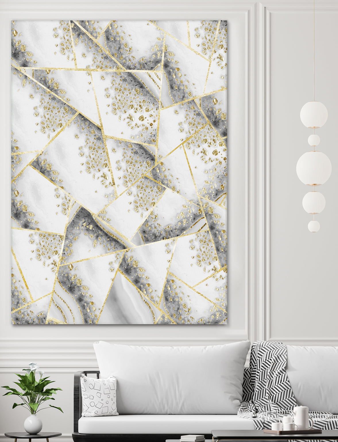 White Agate Gold Geometric Glam #1 #geo #gem #decor #art by Anita & Bella Jantz on GIANT ART - gray vector illustration