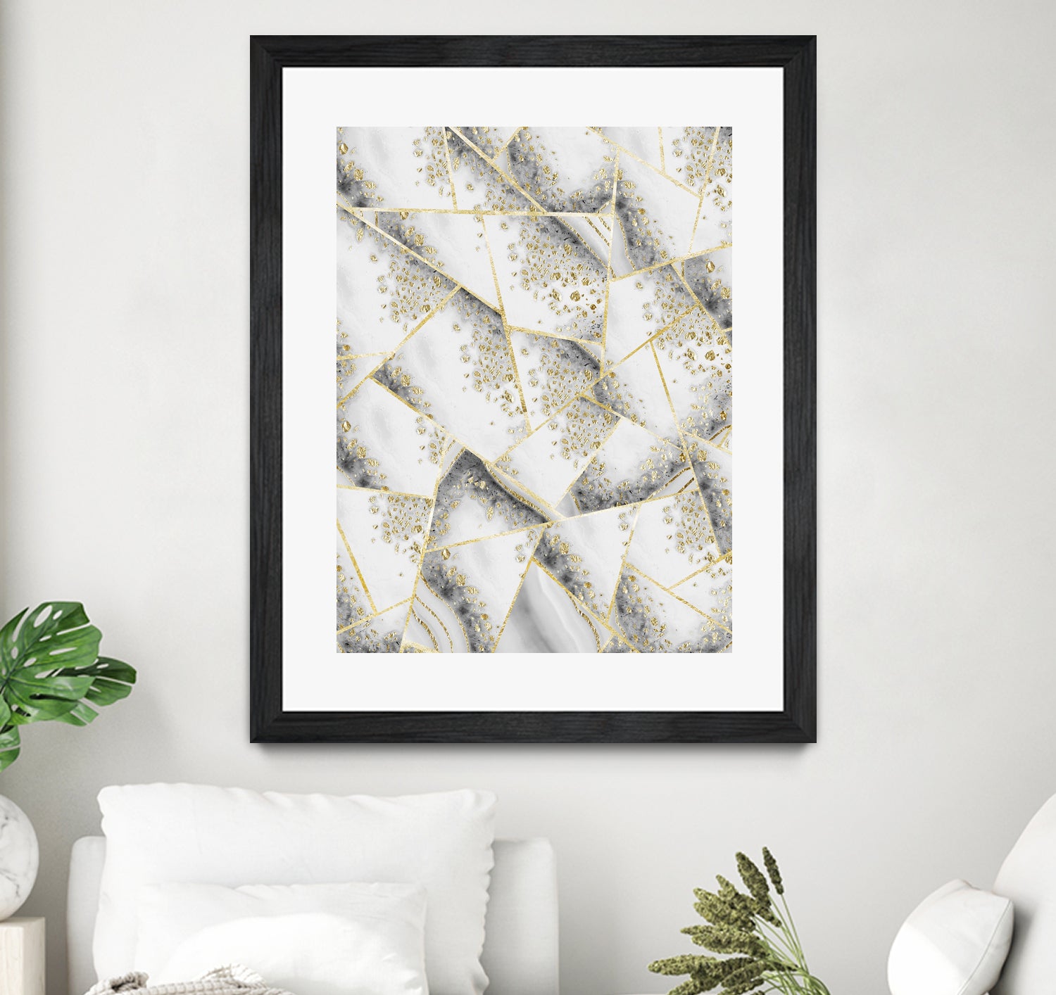 White Agate Gold Geometric Glam #1 #geo #gem #decor #art by Anita & Bella Jantz on GIANT ART - gray vector illustration