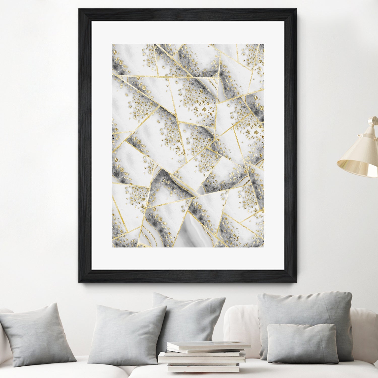 White Agate Gold Geometric Glam #1 #geo #gem #decor #art by Anita & Bella Jantz on GIANT ART - gray vector illustration