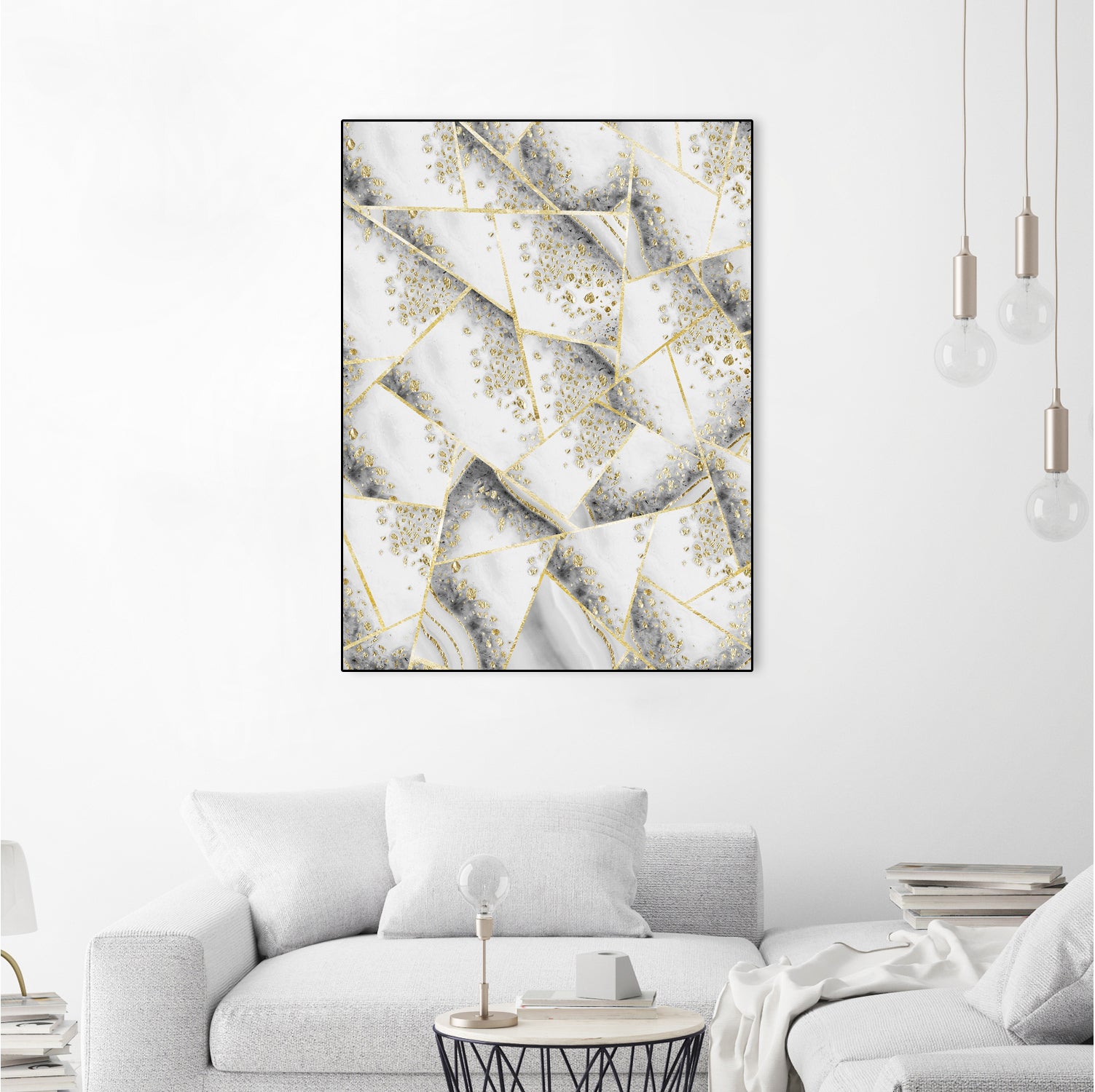 White Agate Gold Geometric Glam #1 #geo #gem #decor #art by Anita & Bella Jantz on GIANT ART - gray vector illustration