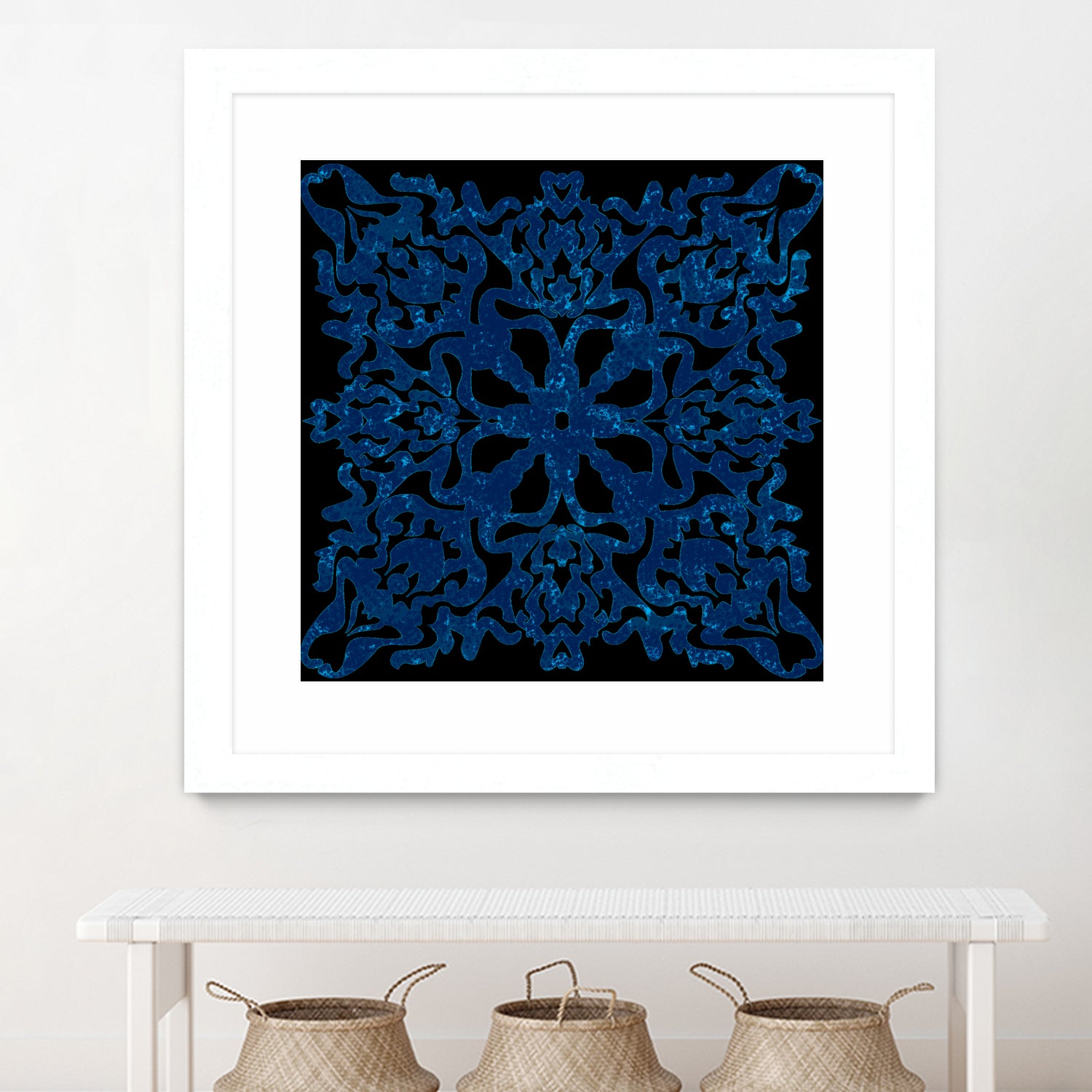 Blue Ceramic style Portuguese tiles by Bernadette Mombourgh on GIANT ART - blue character design