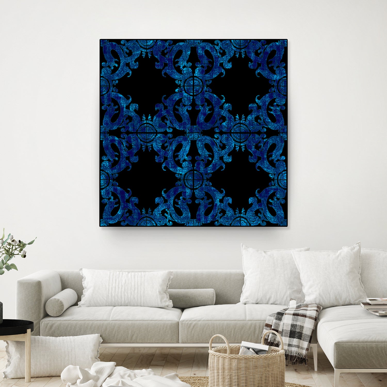 Blue carved tile ceramic effect by Bernadette Mombourgh on GIANT ART - blue digital painting