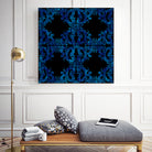 Blue carved tile ceramic effect by Bernadette Mombourgh on GIANT ART - blue digital painting