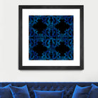 Blue carved tile ceramic effect by Bernadette Mombourgh on GIANT ART - blue digital painting