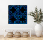 Blue carved tile ceramic effect by Bernadette Mombourgh on GIANT ART - blue digital painting