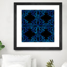 Blue carved tile ceramic effect by Bernadette Mombourgh on GIANT ART - blue digital painting