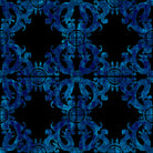 Blue carved tile ceramic effect by Bernadette Mombourgh on GIANT ART - blue digital painting