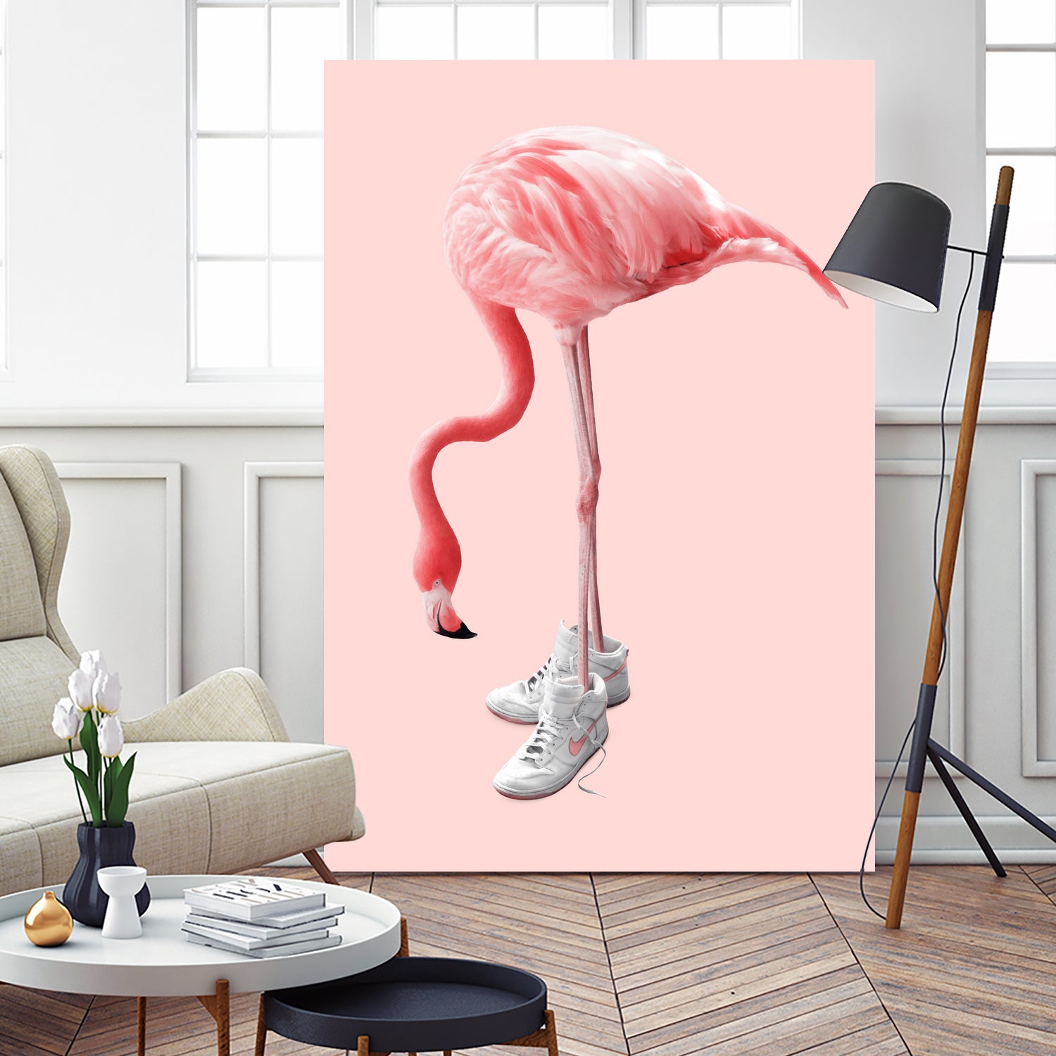 SNEAKER FLAMINGO by Jonas Loose on GIANT ART - pink photo manipulation