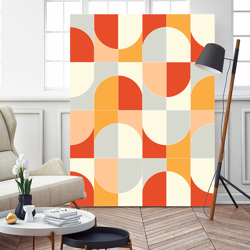 Bold Geo Tiles 02 by Daniela di Niro on GIANT ART - orange vector illustration