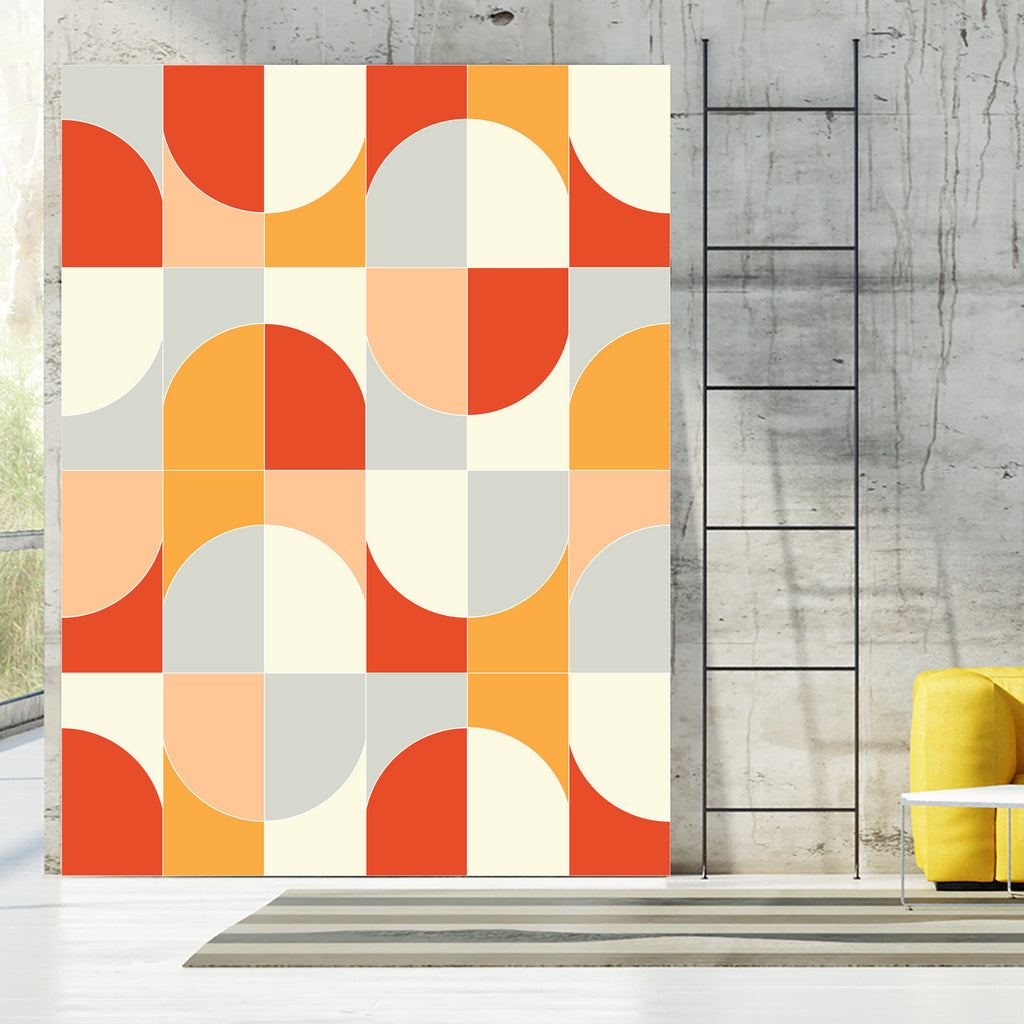 Bold Geo Tiles 02 by Daniela di Niro on GIANT ART - orange vector illustration