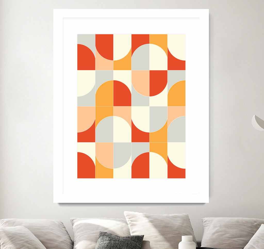 Bold Geo Tiles 02 by Daniela di Niro on GIANT ART - orange vector illustration