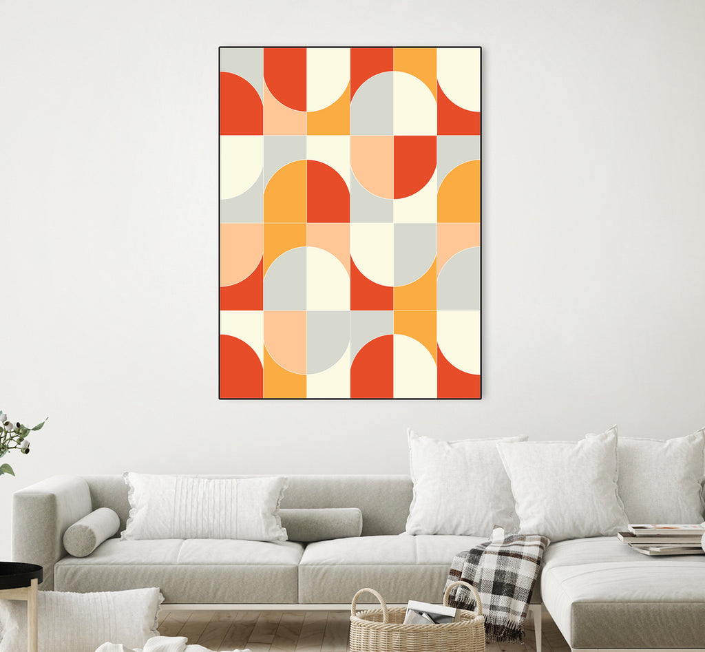 Bold Geo Tiles 02 by Daniela di Niro on GIANT ART - orange vector illustration