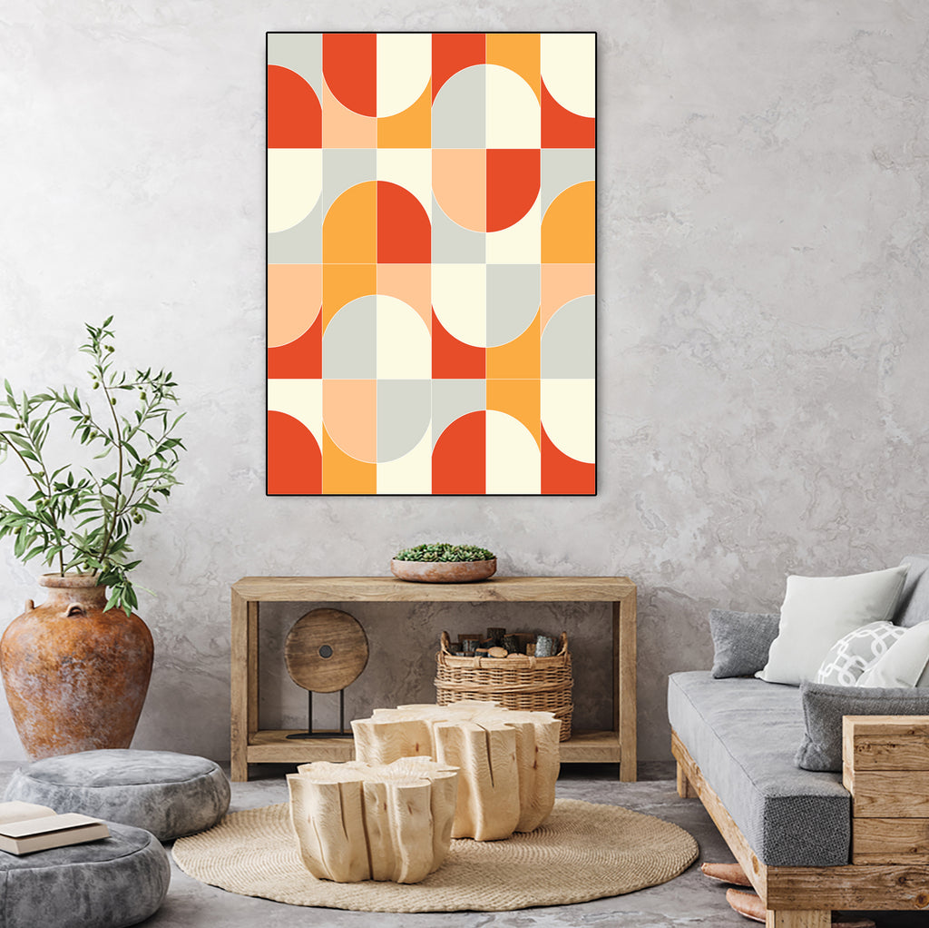 Bold Geo Tiles 02 by Daniela di Niro on GIANT ART - orange vector illustration