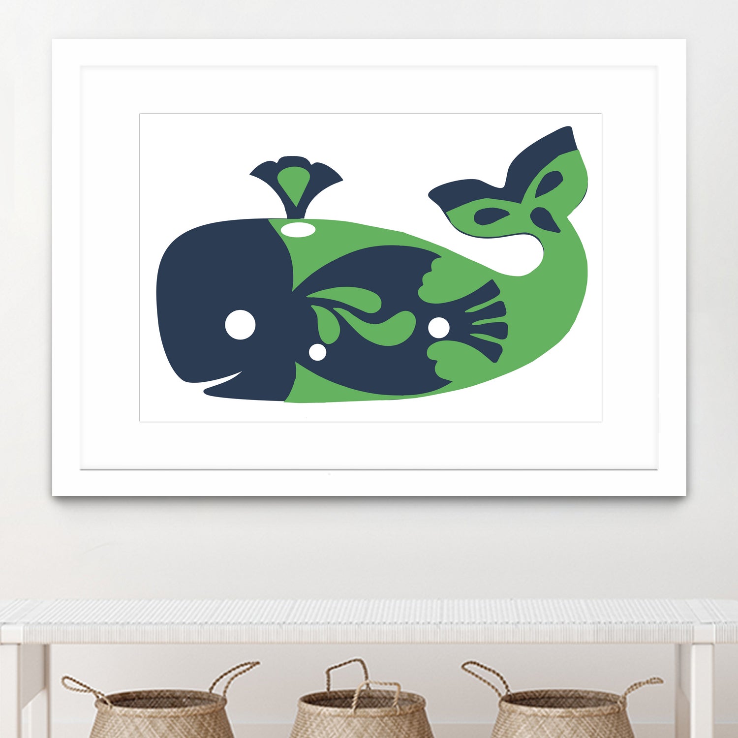 AMALFI WHALE GREEN by Thomas Fernez on GIANT ART - green digital drawing