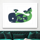 AMALFI WHALE GREEN by Thomas Fernez on GIANT ART - green digital drawing