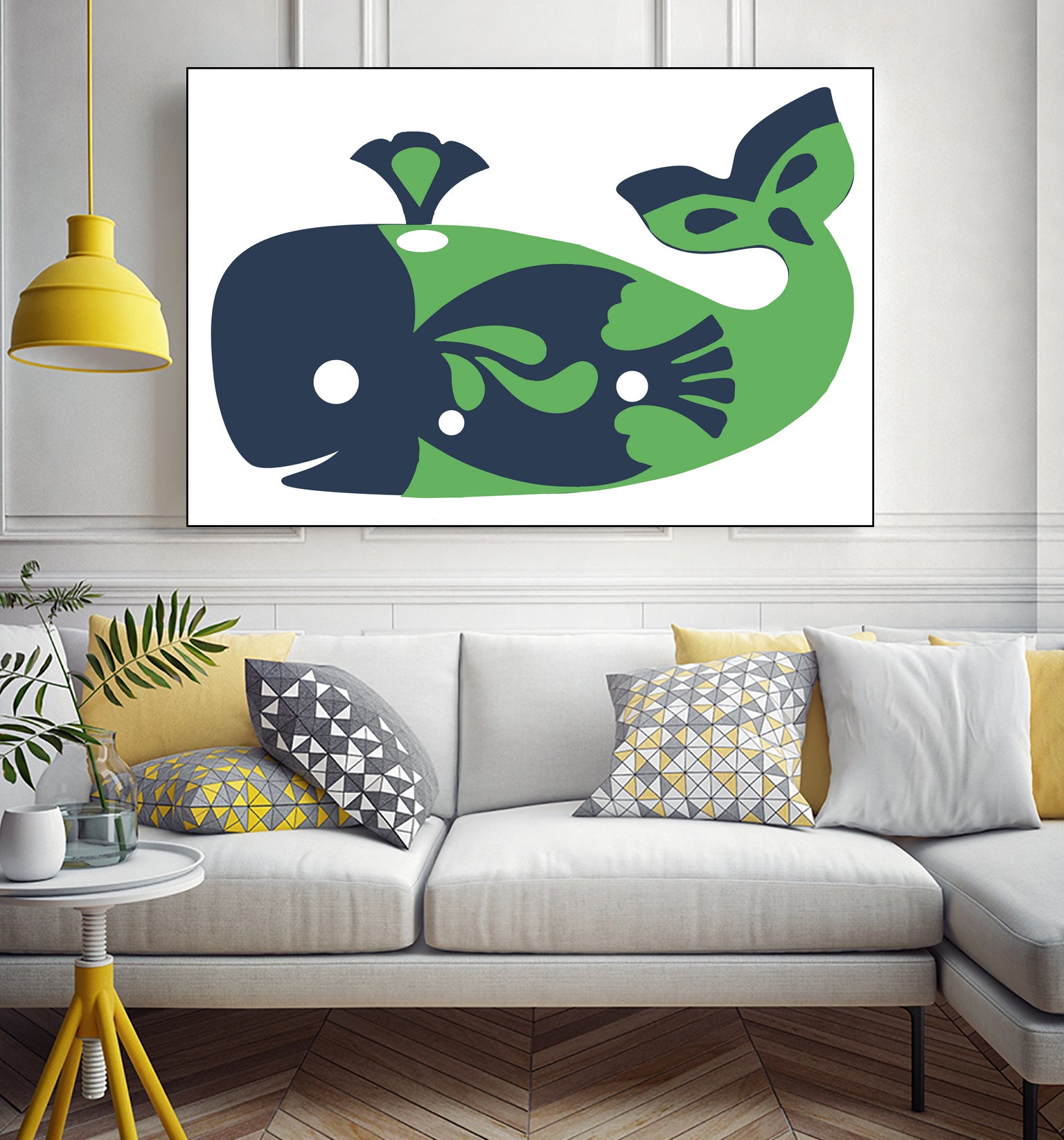 AMALFI WHALE GREEN by Thomas Fernez on GIANT ART - green digital drawing