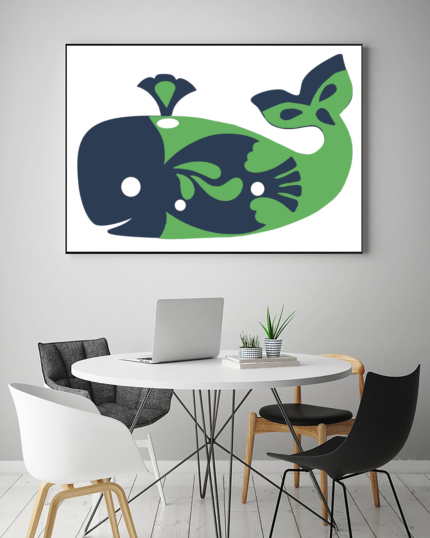 AMALFI WHALE GREEN by Thomas Fernez on GIANT ART - green digital drawing