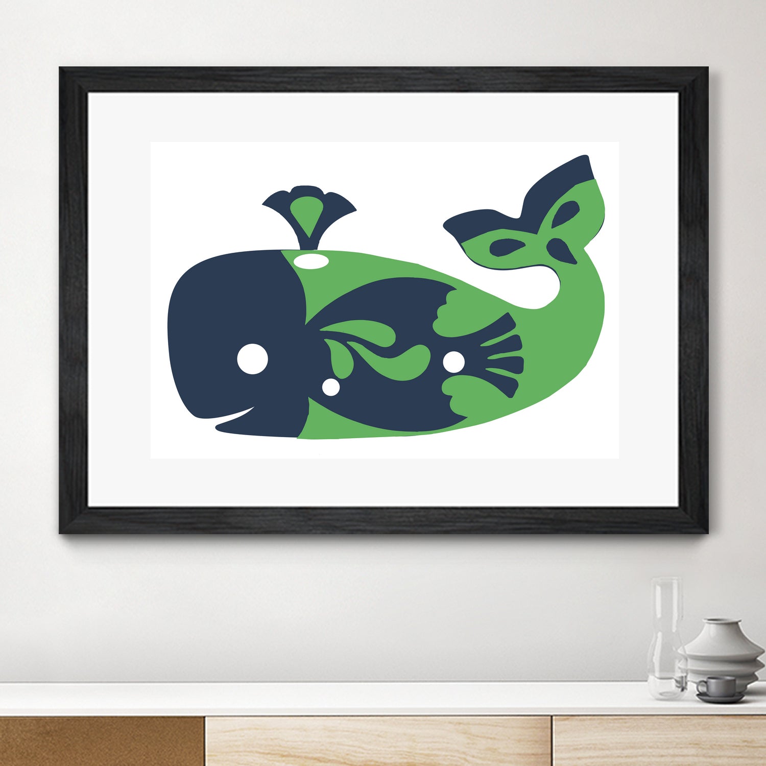 AMALFI WHALE GREEN by Thomas Fernez on GIANT ART - green digital drawing