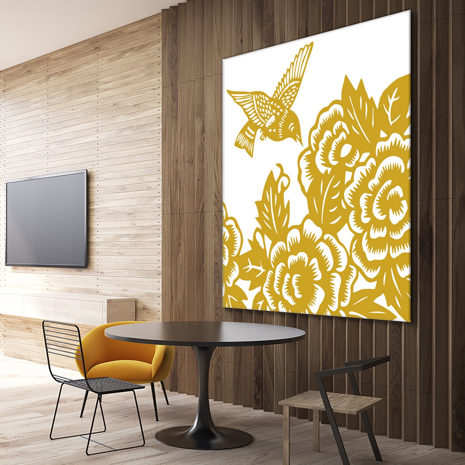 HUMMINGBIRD GOLD by Thomas Fernez on GIANT ART - yellow digital painting