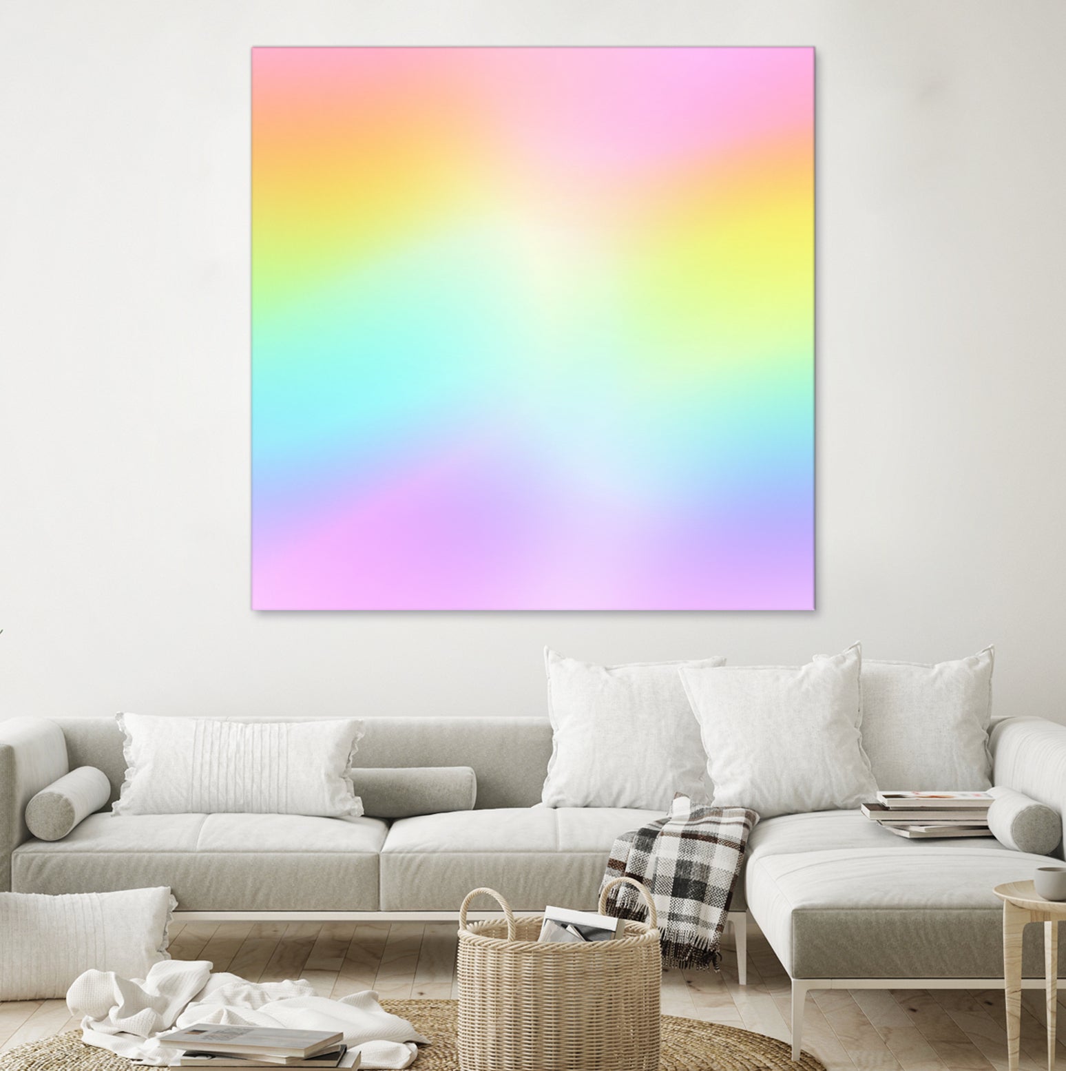 Beautiful Pastel Rainbow Ombre Design by Kelsey Lovelle on GIANT ART - pink digital painting