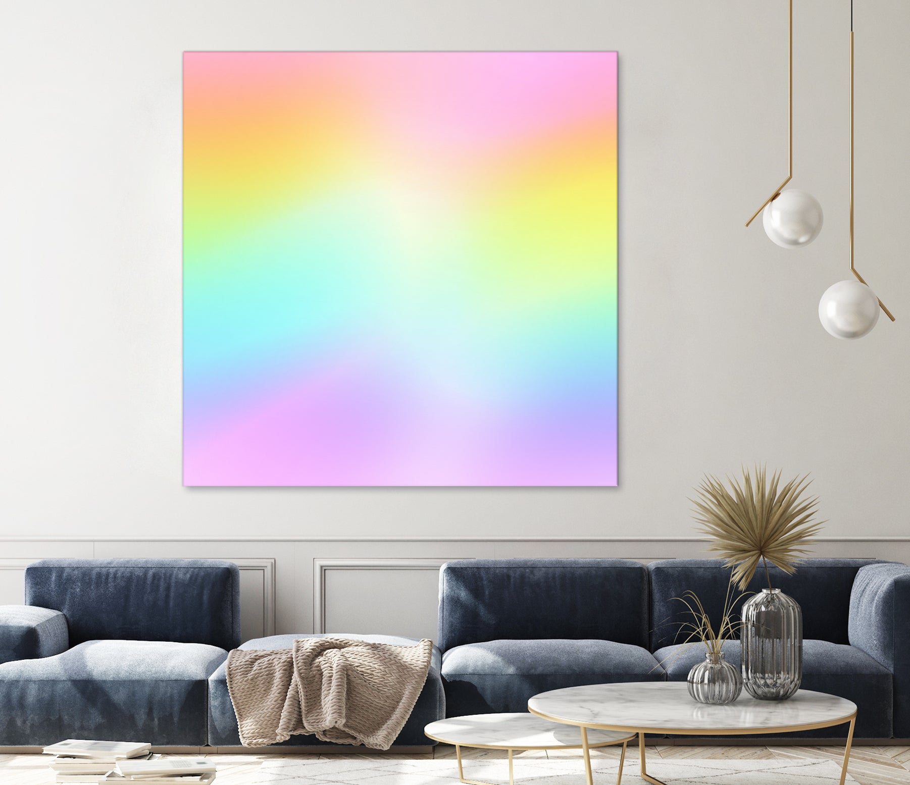 Beautiful Pastel Rainbow Ombre Design by Kelsey Lovelle on GIANT ART - pink digital painting