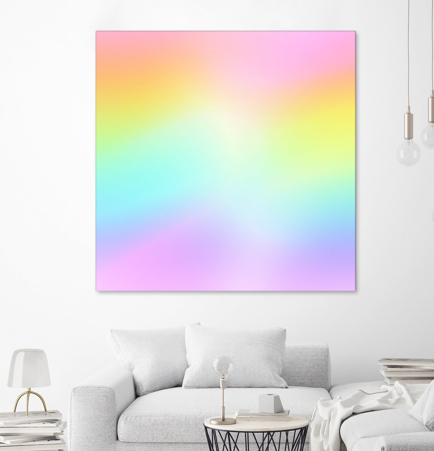 Beautiful Pastel Rainbow Ombre Design by Kelsey Lovelle on GIANT ART - pink digital painting