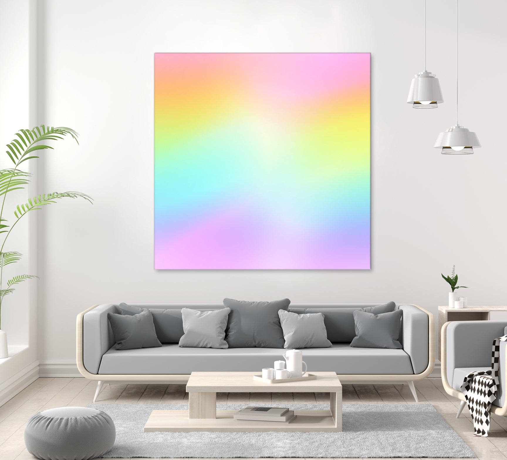 Beautiful Pastel Rainbow Ombre Design by Kelsey Lovelle on GIANT ART - pink digital painting