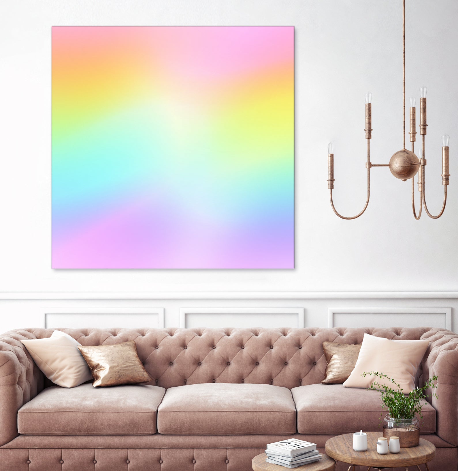 Beautiful Pastel Rainbow Ombre Design by Kelsey Lovelle on GIANT ART - pink digital painting