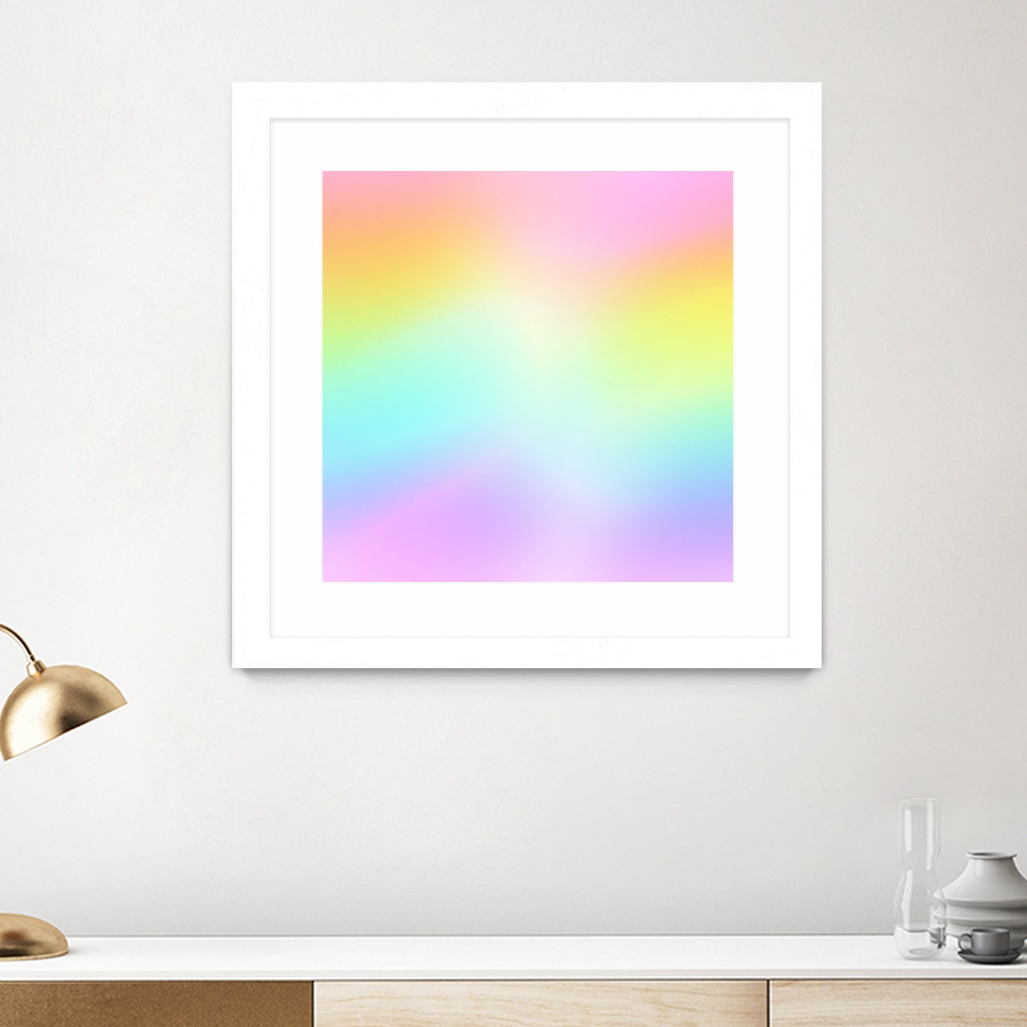 Beautiful Pastel Rainbow Ombre Design by Kelsey Lovelle on GIANT ART - pink digital painting