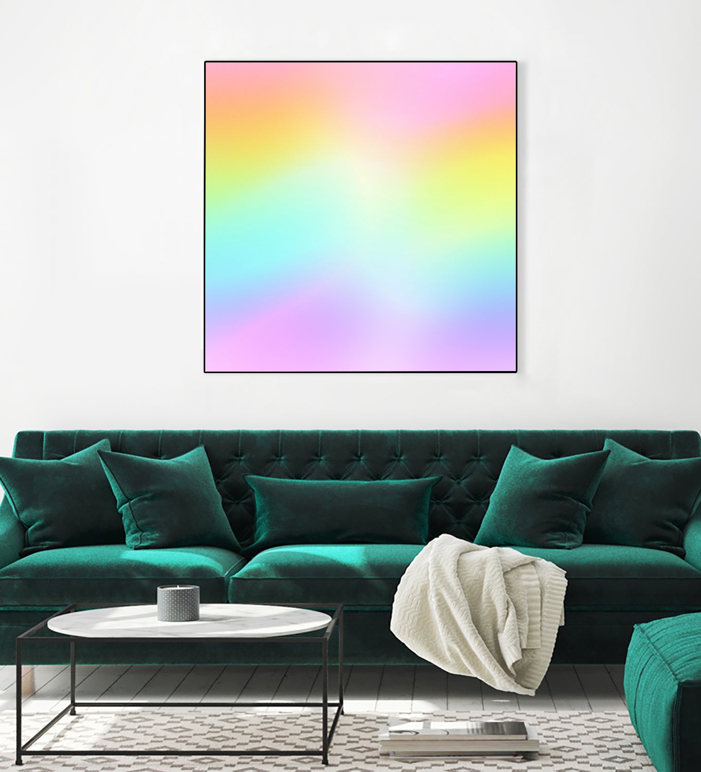 Beautiful Pastel Rainbow Ombre Design by Kelsey Lovelle on GIANT ART - pink digital painting