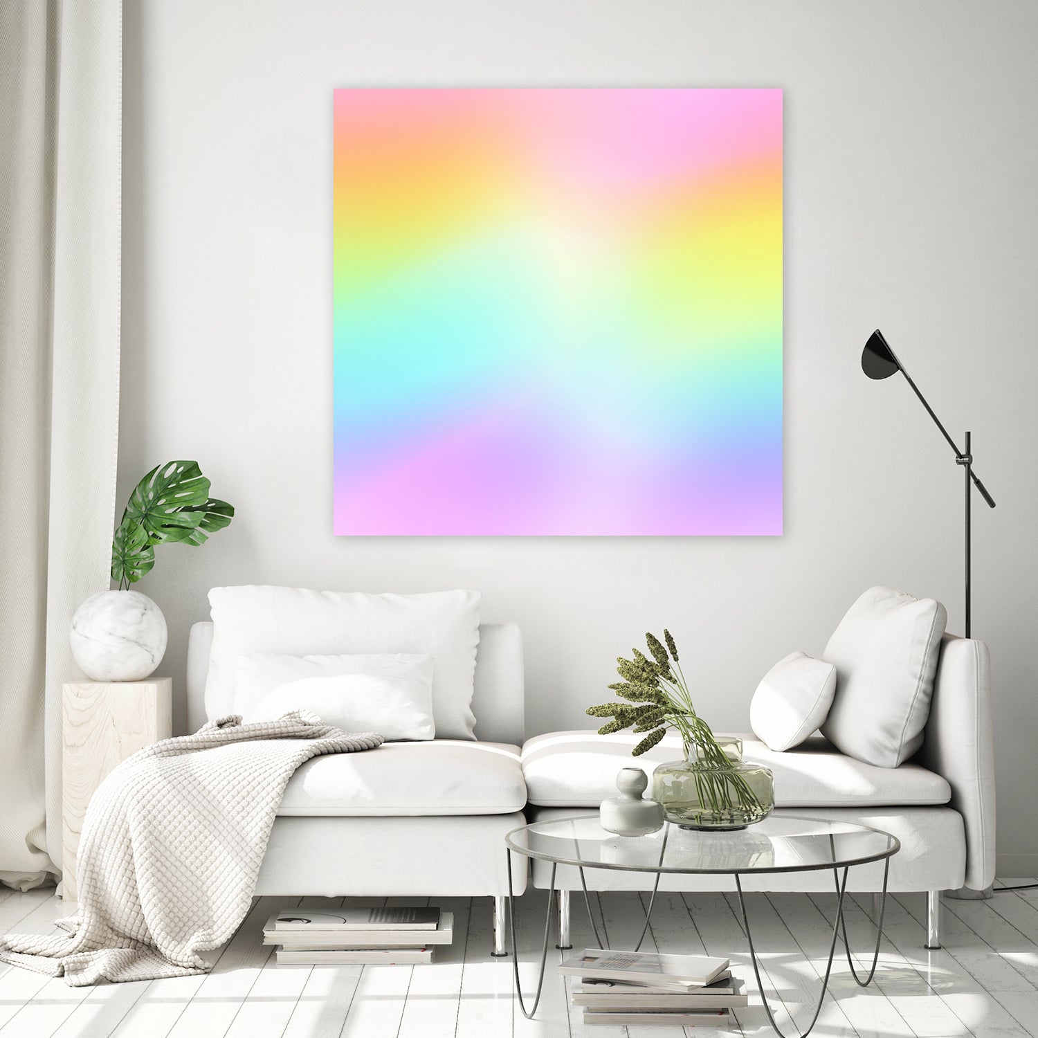 Beautiful Pastel Rainbow Ombre Design by Kelsey Lovelle on GIANT ART - pink digital painting