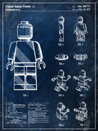 1979 mini figure chalkboard patent by map collection on GIANT ART - blue mixed media