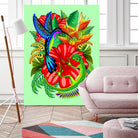 The Lizard, The Hummingbird and The Hibiscus by Monica Terrana on GIANT ART - green digital drawing