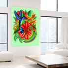 The Lizard, The Hummingbird and The Hibiscus by Monica Terrana on GIANT ART - green digital drawing