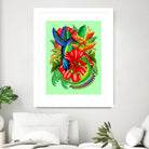 The Lizard, The Hummingbird and The Hibiscus by Monica Terrana on GIANT ART - green digital drawing