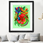 The Lizard, The Hummingbird and The Hibiscus by Monica Terrana on GIANT ART - green digital drawing