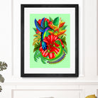 The Lizard, The Hummingbird and The Hibiscus by Monica Terrana on GIANT ART - green digital drawing