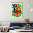 The Lizard, The Hummingbird and The Hibiscus by Monica Terrana on GIANT ART - green digital drawing