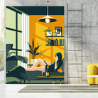 The Blue Hat Girl / Stay Home by Roland Bánrévi on GIANT ART - green vector illustration