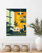 The Blue Hat Girl / Stay Home by Roland Bánrévi on GIANT ART - green vector illustration