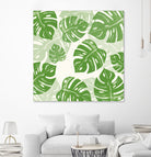 Linocut Monstera Pattern by Bianca Green on GIANT ART - green mixed media