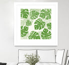 Linocut Monstera Pattern by Bianca Green on GIANT ART - green mixed media