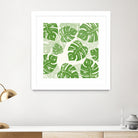 Linocut Monstera Pattern by Bianca Green on GIANT ART - green mixed media