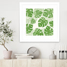 Linocut Monstera Pattern by Bianca Green on GIANT ART - green mixed media