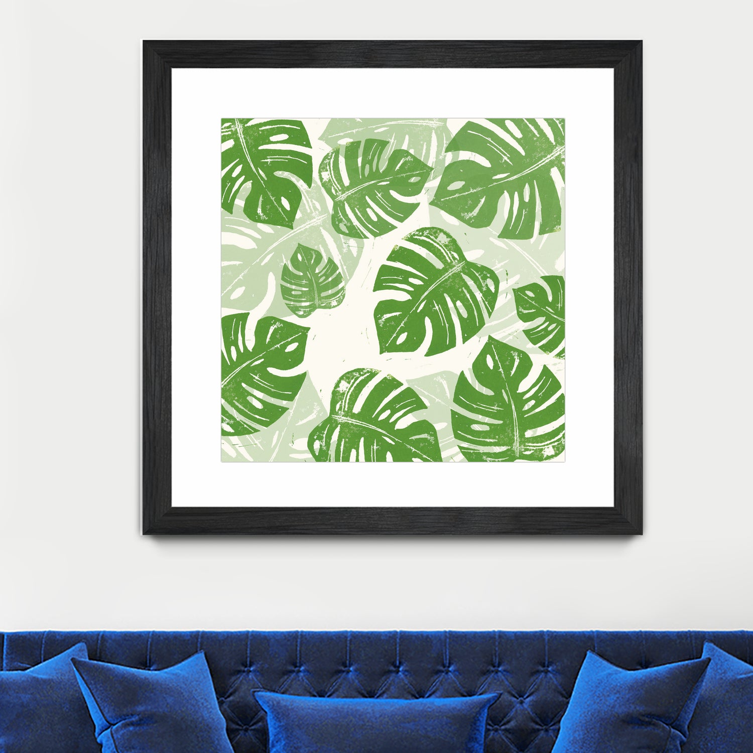 Linocut Monstera Pattern by Bianca Green on GIANT ART - green mixed media