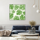 Linocut Monstera Pattern by Bianca Green on GIANT ART - green mixed media