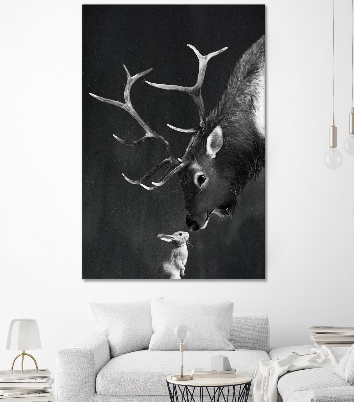 elk and rabbit by Laura Graves on GIANT ART - black digital painting